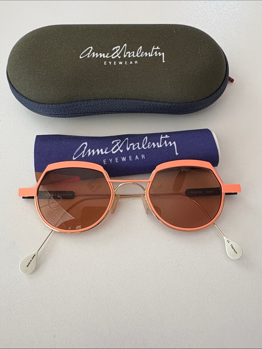 Anne et Valentin REBORN Sunglasses Titanium Neon Peach Orange 20A47 RX